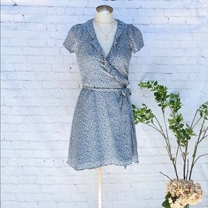 Madewell Silk Floral Cap Sleeve Wrap Mini Dress